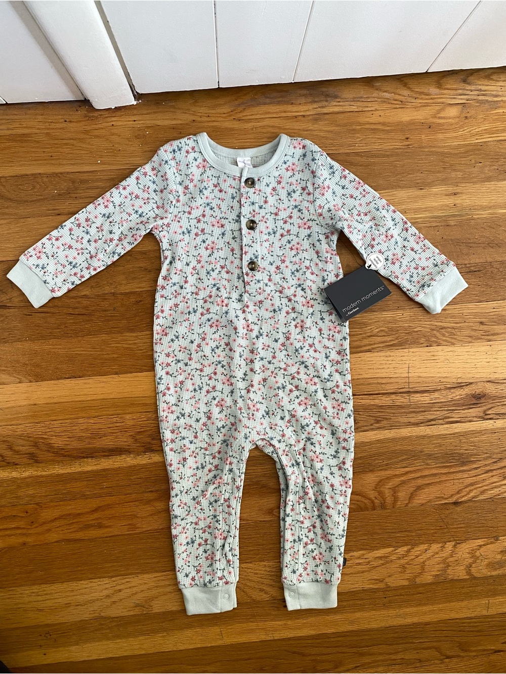 Modern Moments by Gerber Baby Girl Floral Thermal Henley Romper | NWT | 18M